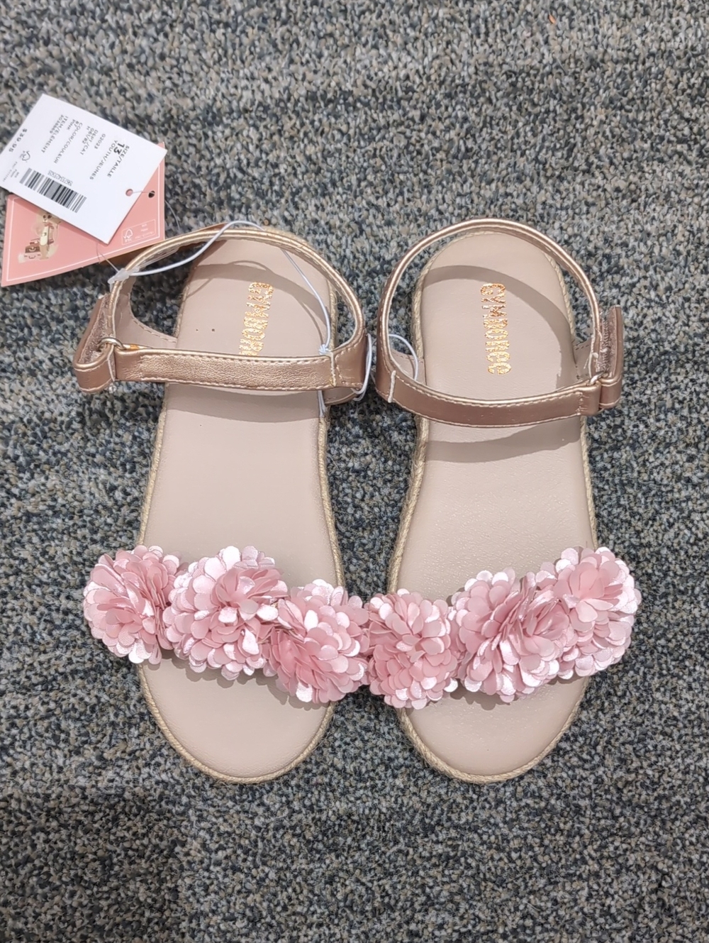 NEW Gymboree Rose Gold Floral Strap Sandals Size 13